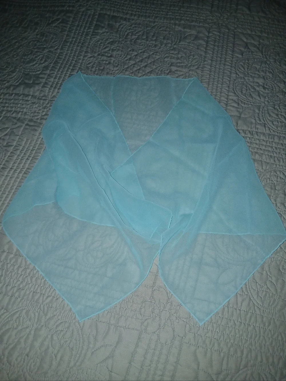 Light Blue Sheer Chiffon Scarf - Elegant Lightweight Accessory - Picture 3 of 4
